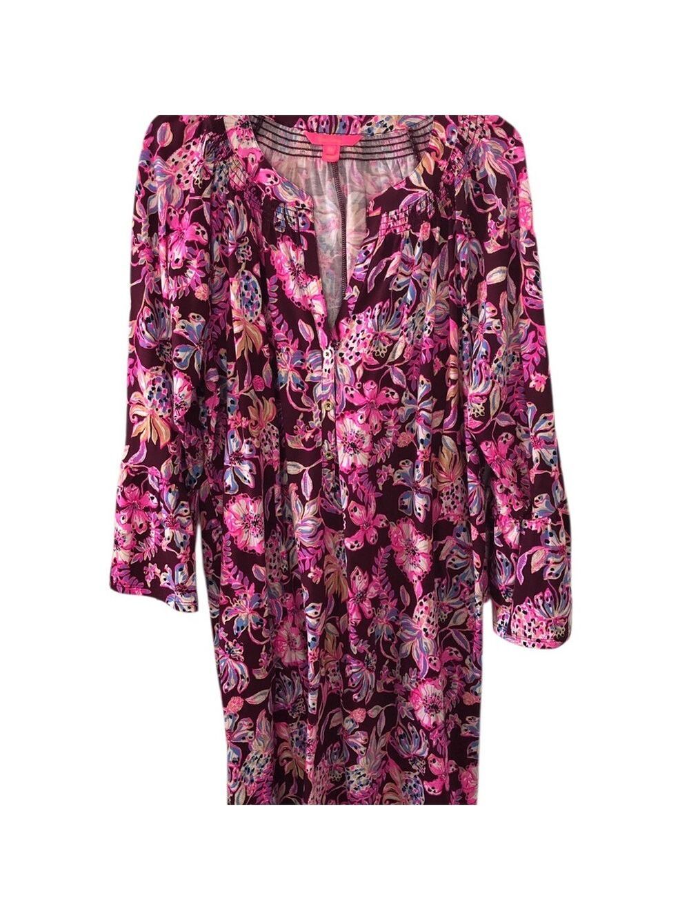 Sz XXL Lilly Pulitzer Norris Dress Amarena Cherry Tropical With A Twist Cotton